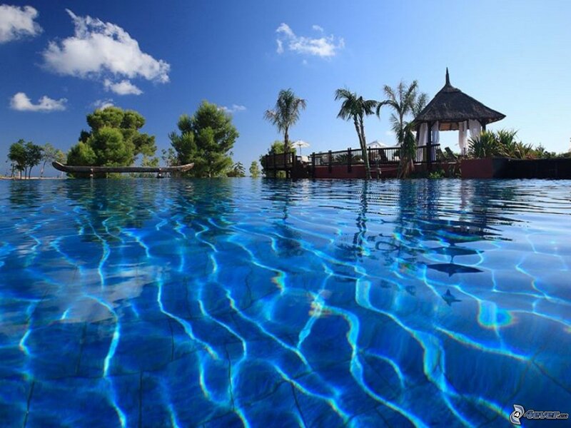 Infinity Pool with Gazebo — Blue, Serene