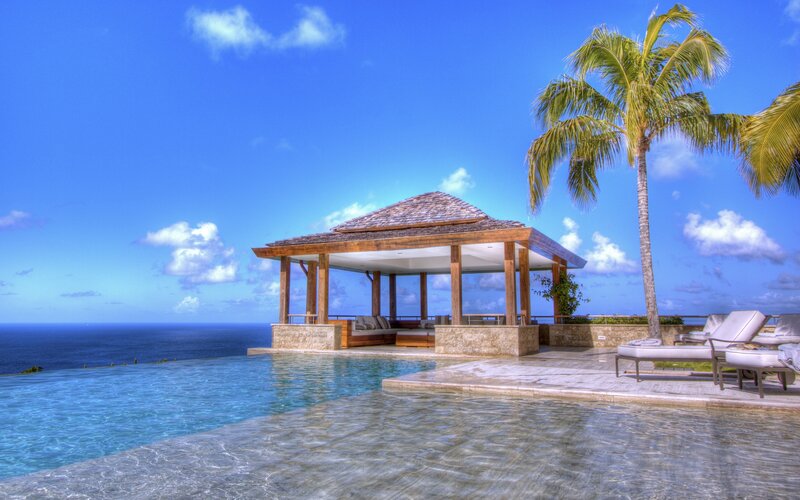 Infinity Pool with Gazebo — Blue