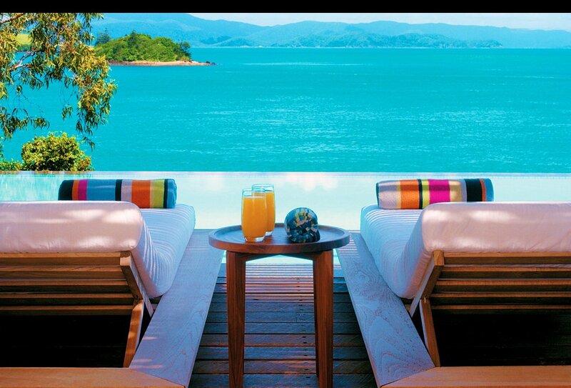 Infinity Pool with Lounge Chairs — Blue, Serene, Afternoon