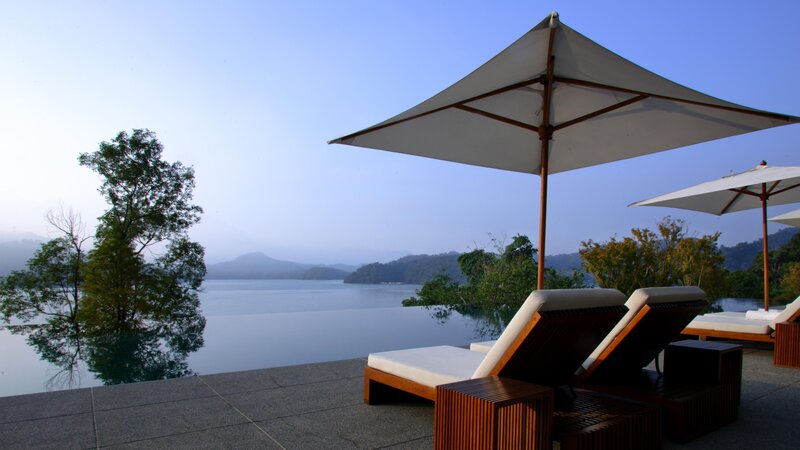 Infinity Pool with Lounge Chairs — Blue, Serene