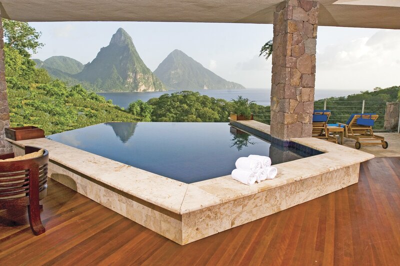 Infinity pool with mountain view