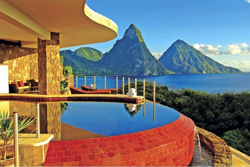 Infinity Pool with Mountain View — Blue