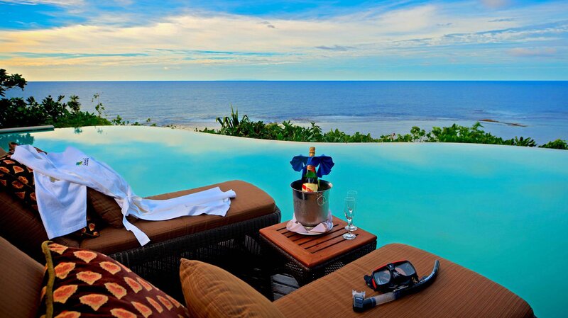 Infinity Pool with Ocean View — Blue, Serene, Sunset