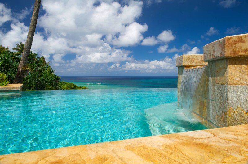 Infinity Pool with Waterfall — Blue