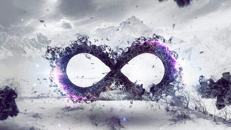 Infinity Symbol in Snow — White, Dramatic
