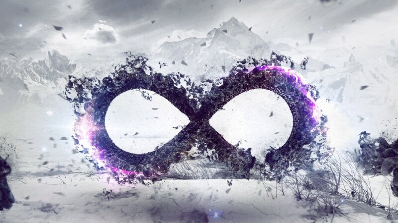 Infinity Symbol in Snow — White