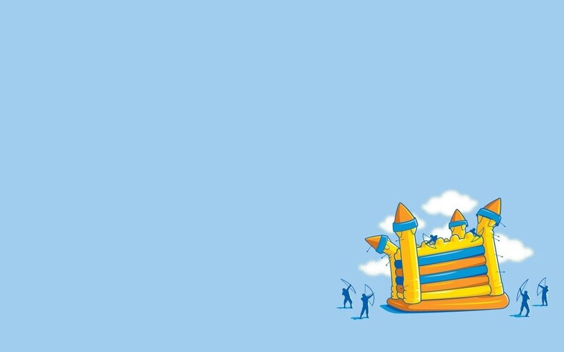 Inflatable Castle with Archers — Blue, Playful