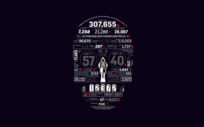 Infographic of US male deaths in 2008