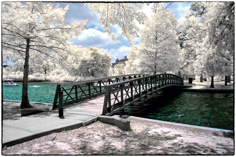 Infrared Bridge over Water — White