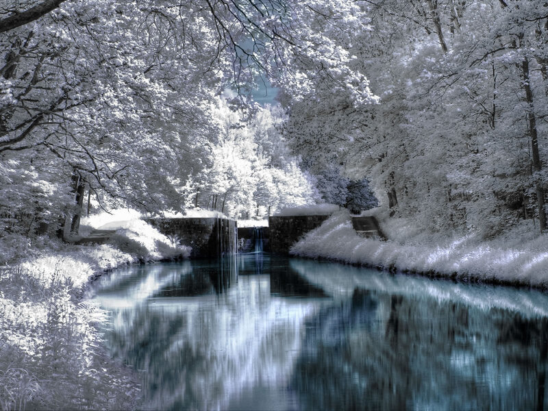 Infrared Canal Scene — Blue
