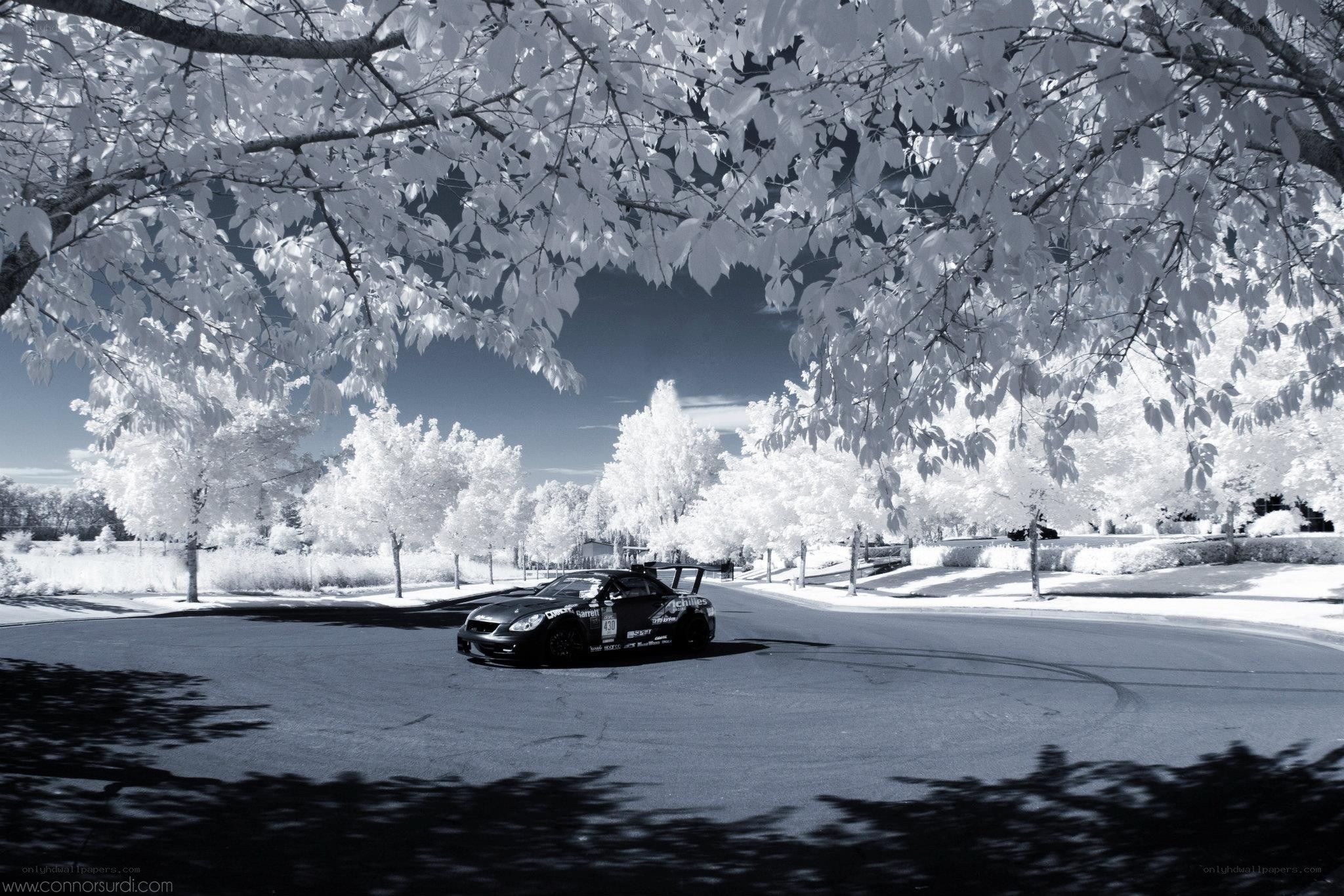 Infrared car on a road
