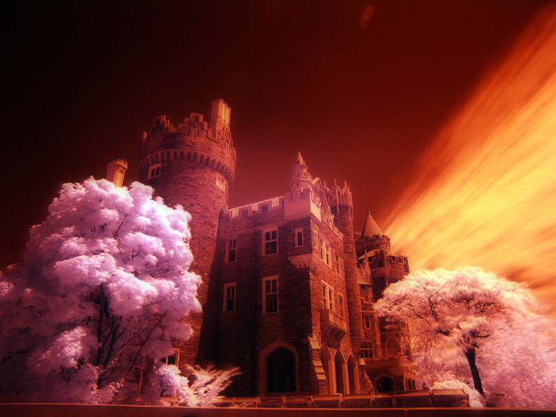 Infrared castle at night