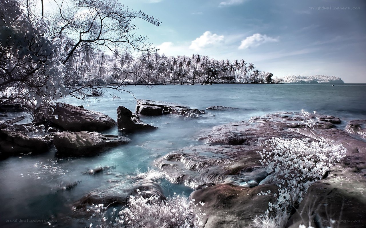 Infrared coastal landscape