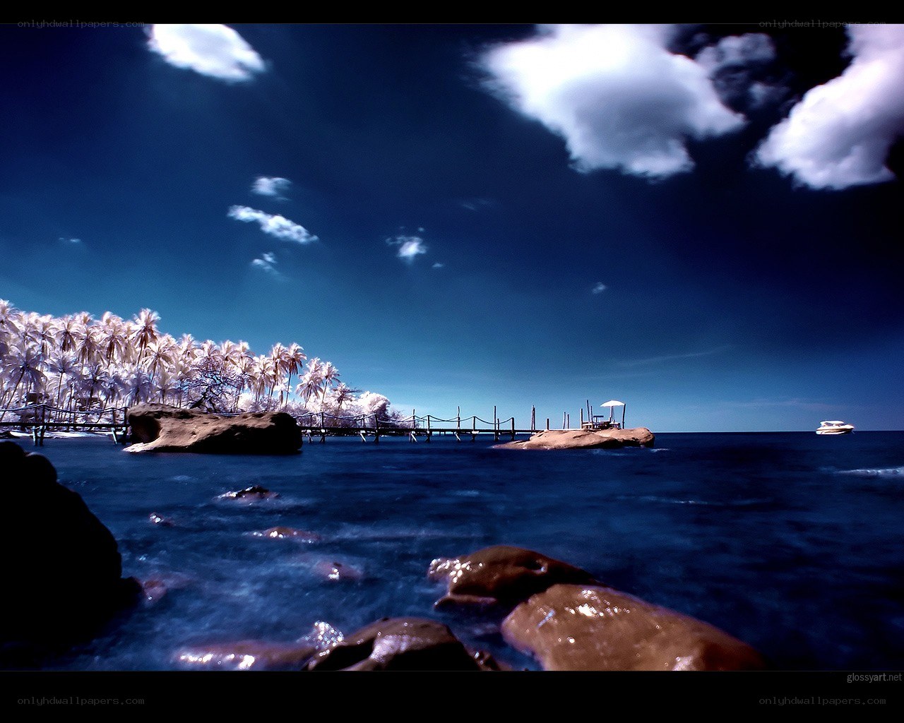 Infrared coastal landscape