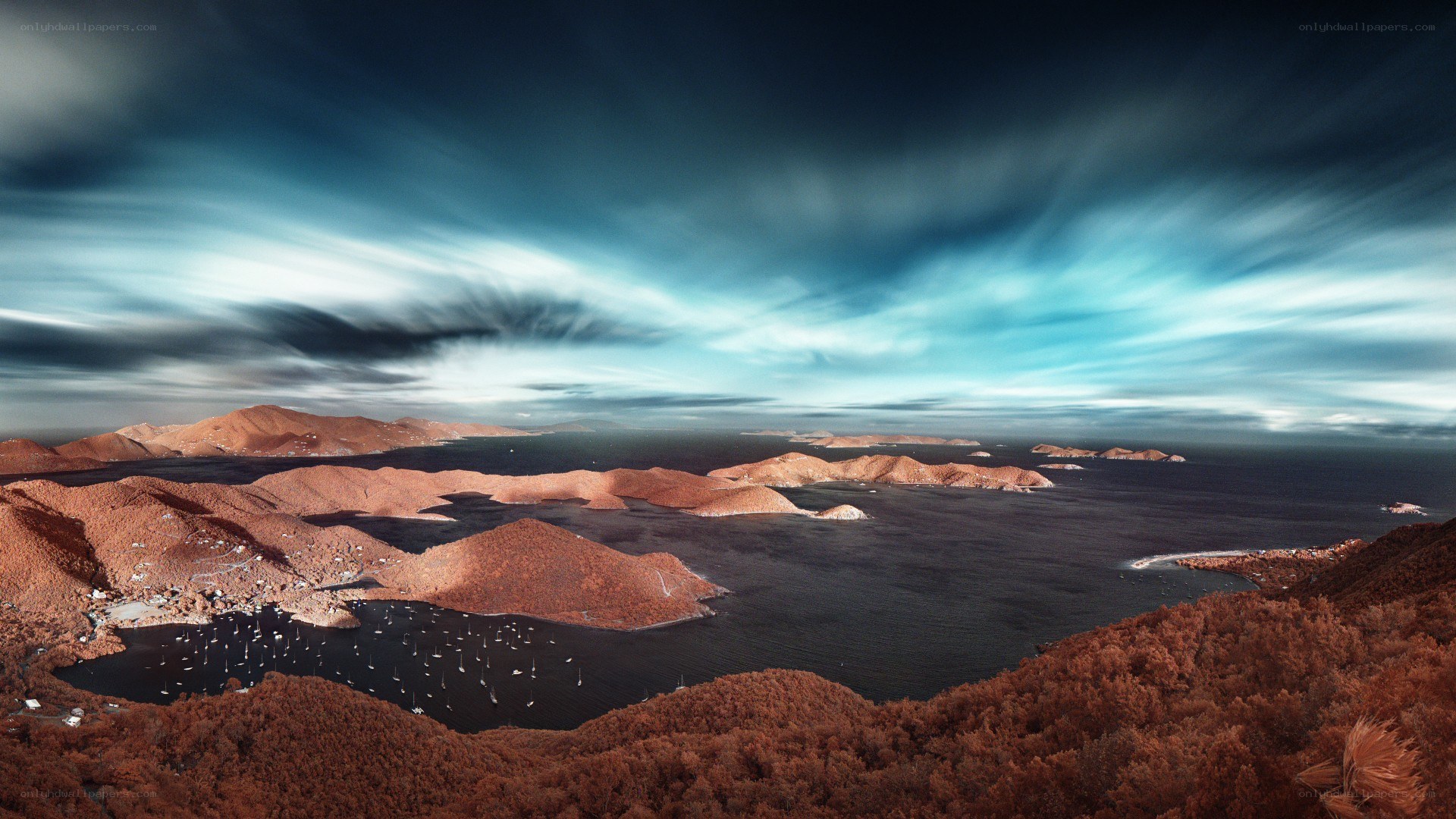Infrared coastal landscape
