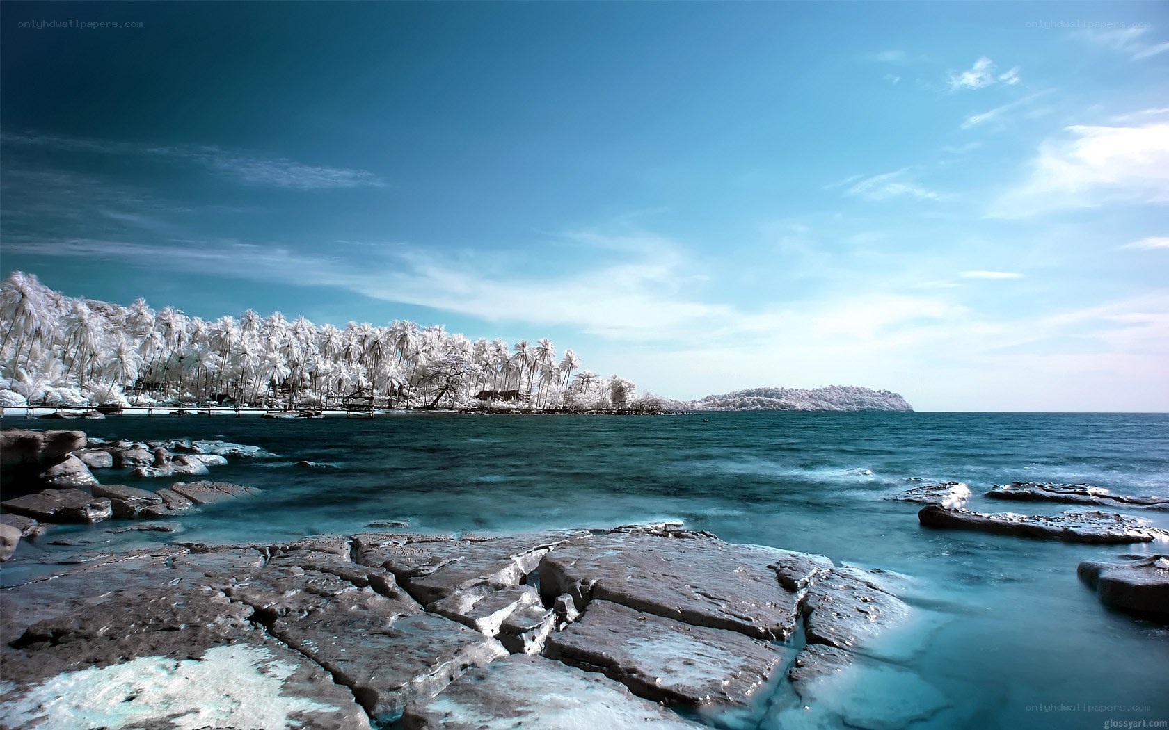 Infrared coastal landscape