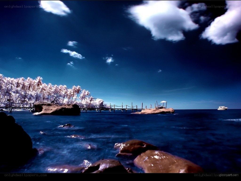 Infrared coastal landscape