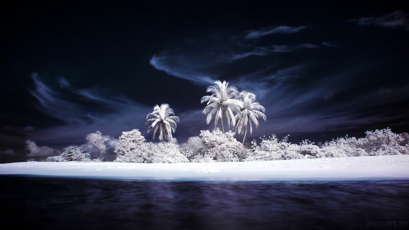 Infrared island at night