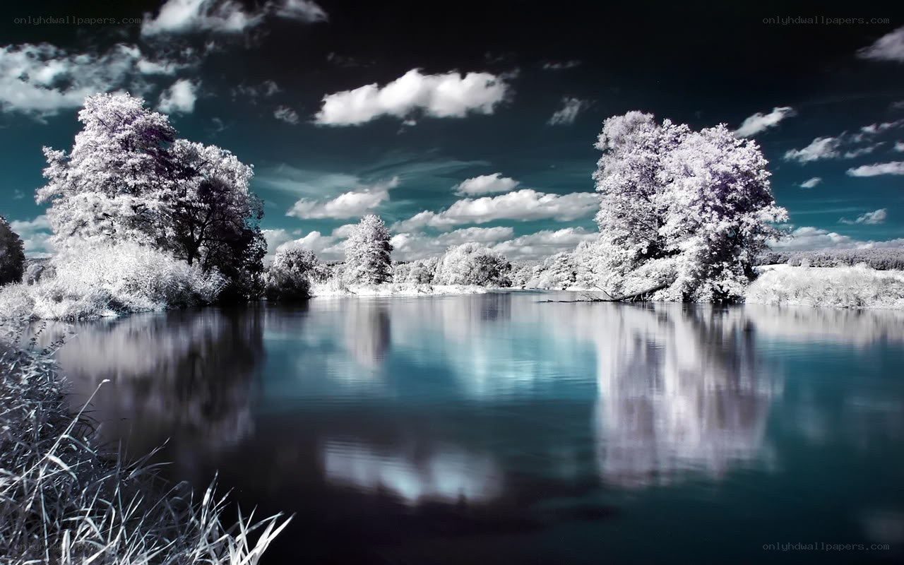 Infrared lake landscape