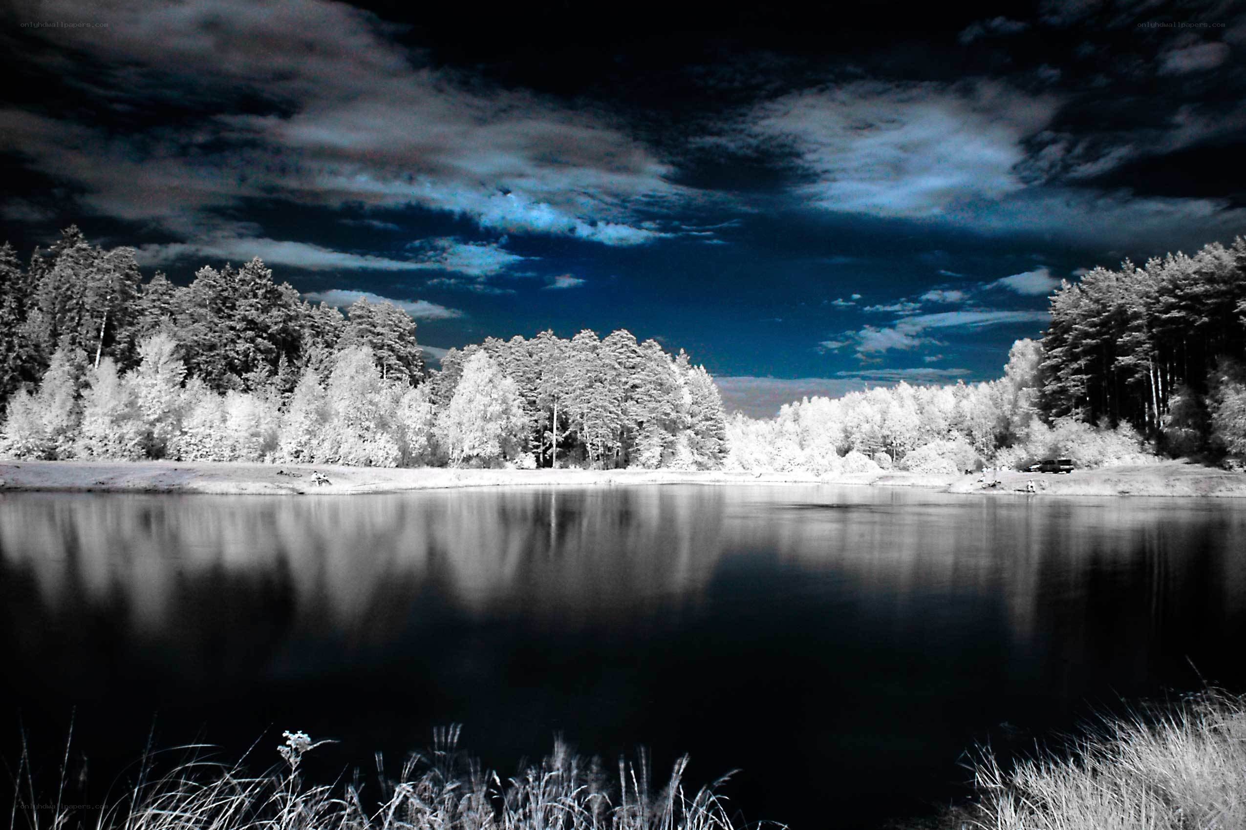 Infrared lake landscape