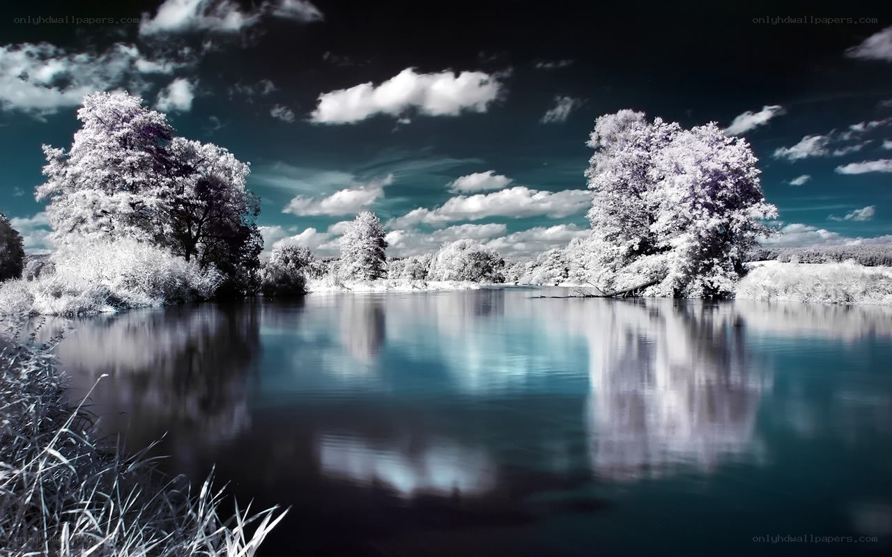Infrared lake landscape
