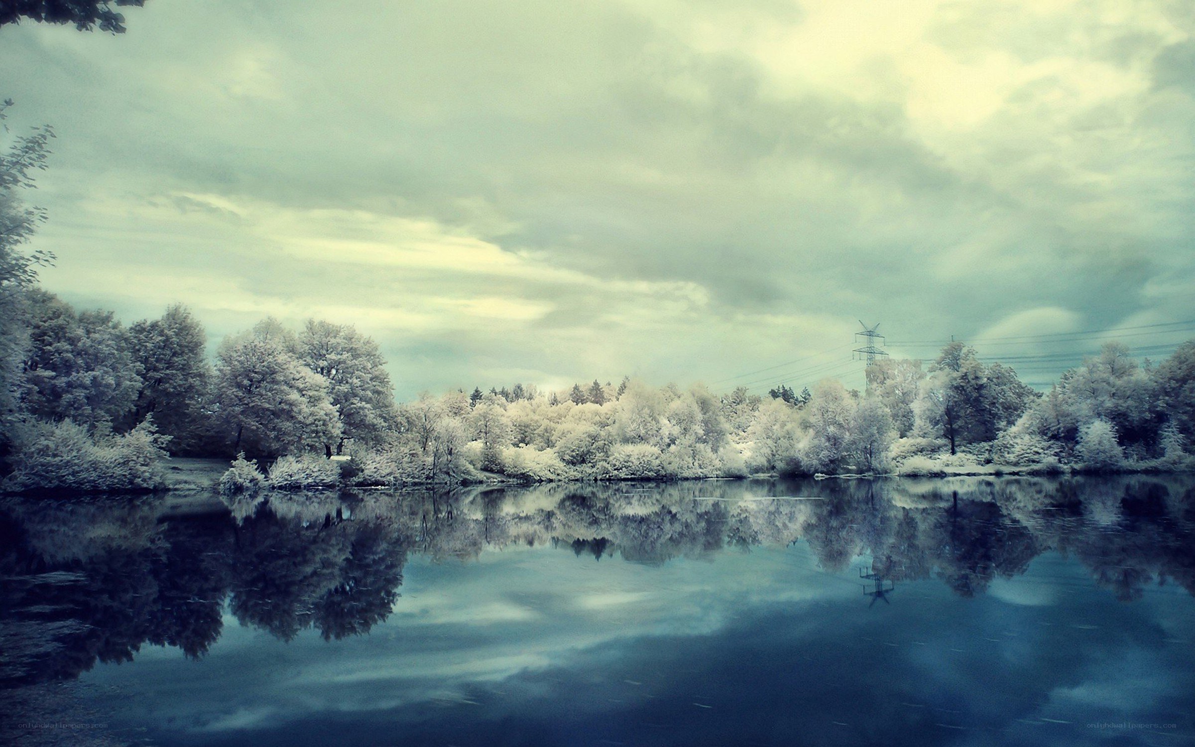 Infrared lake landscape