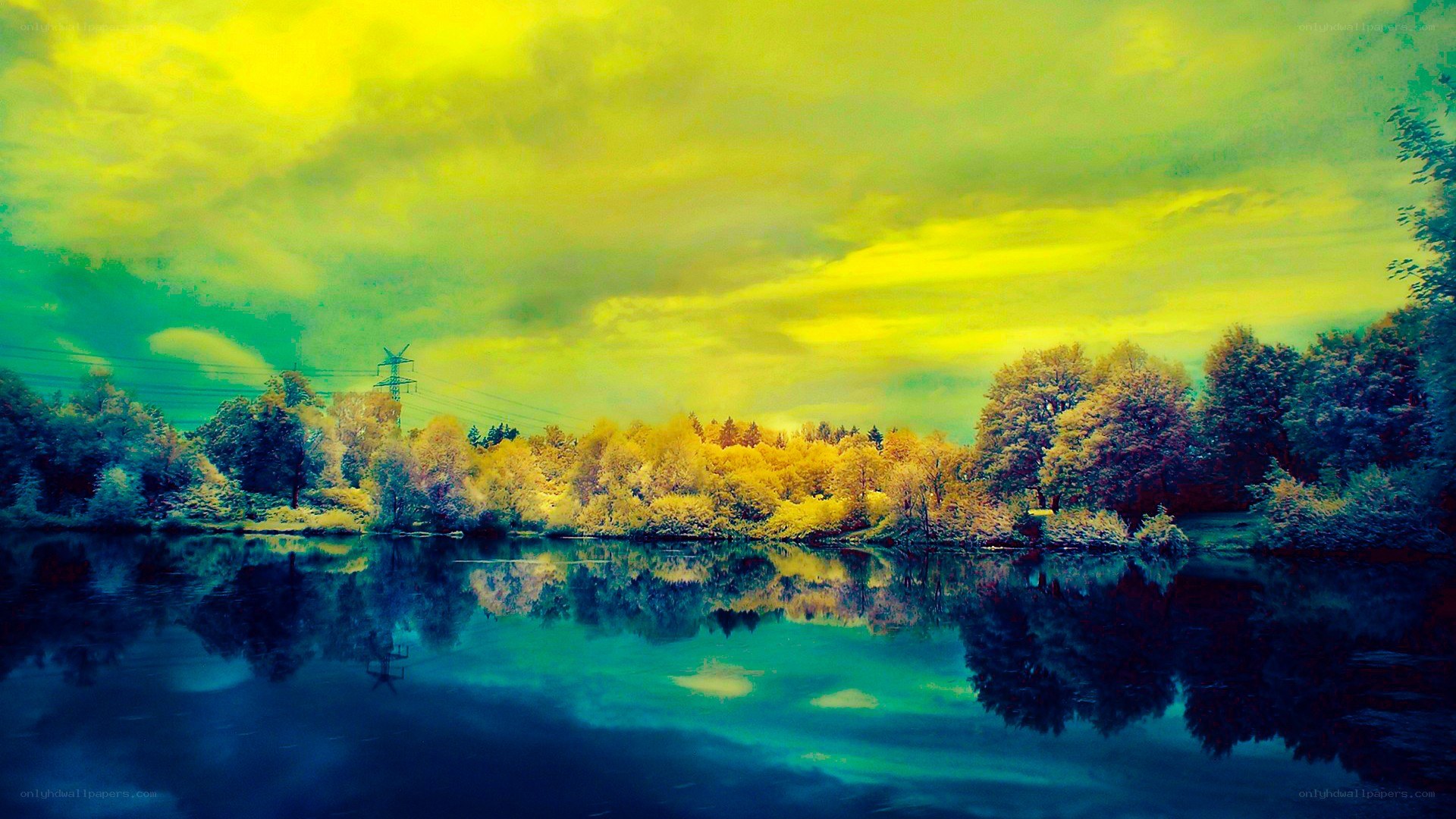 Infrared lake landscape