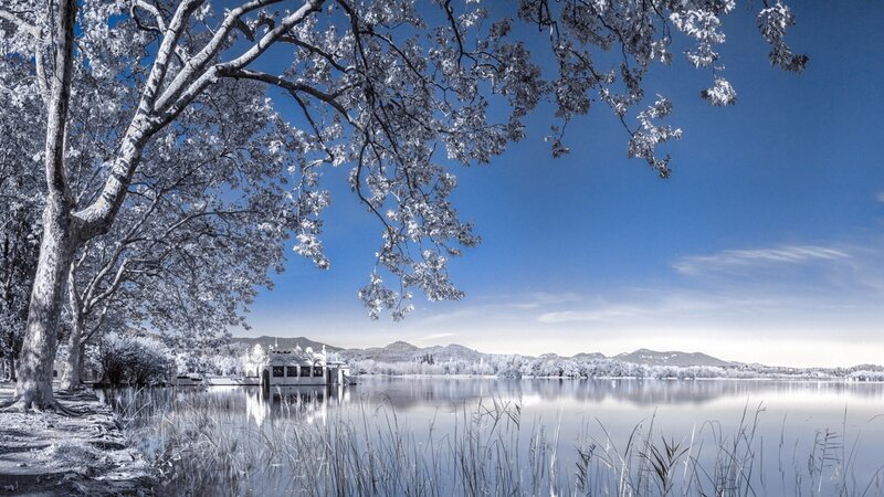 Infrared lake landscape