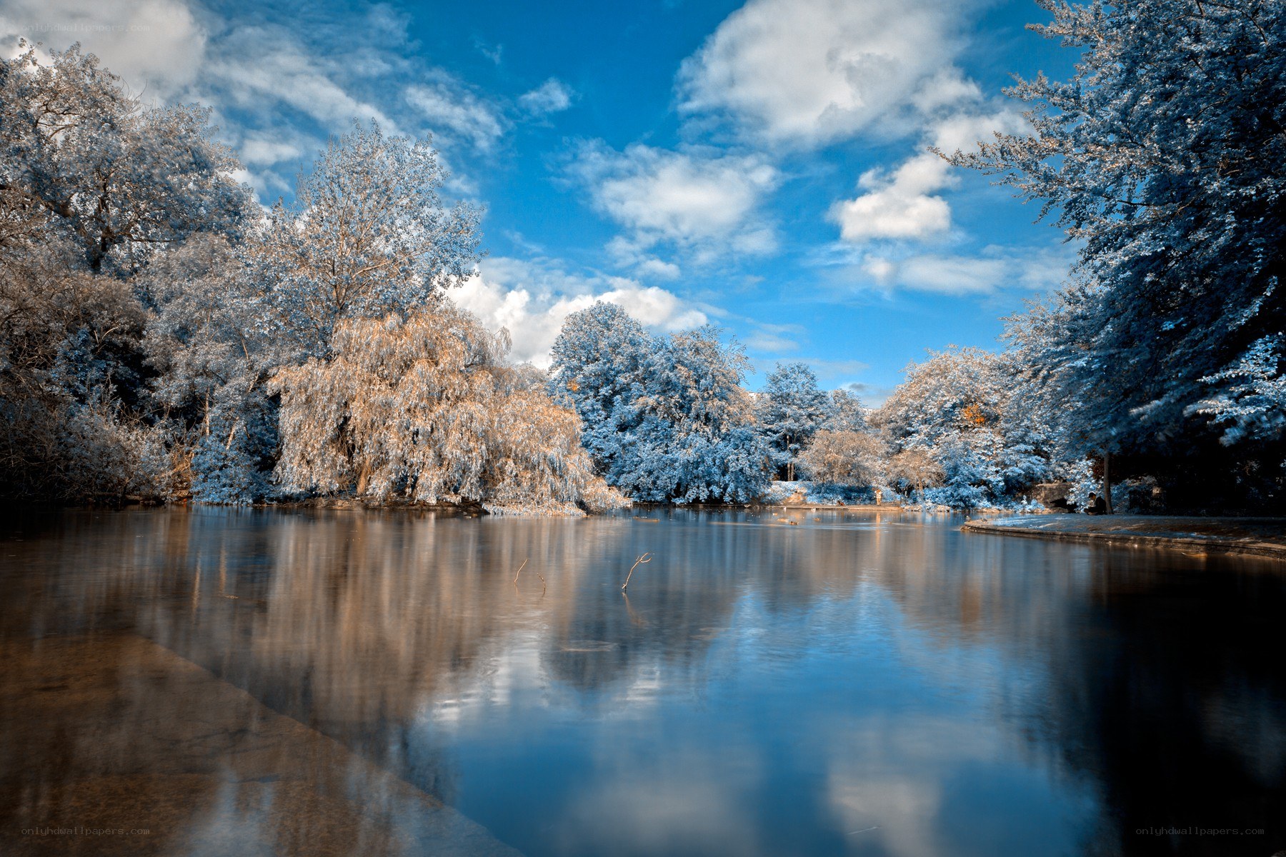 Infrared lake landscape