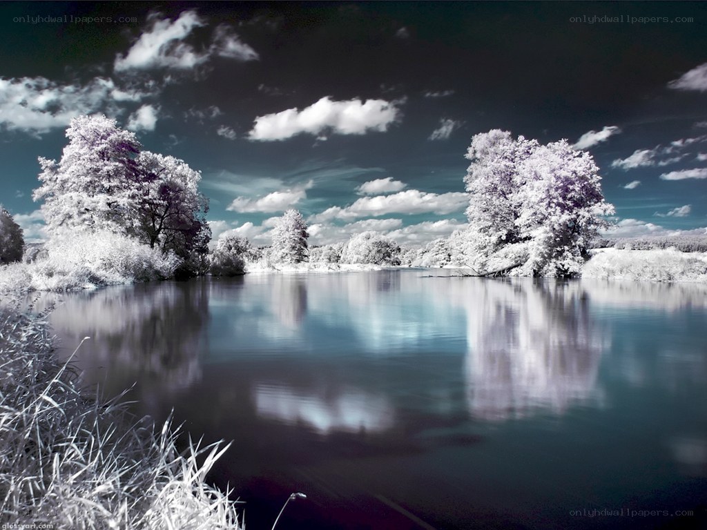 Infrared lake landscape