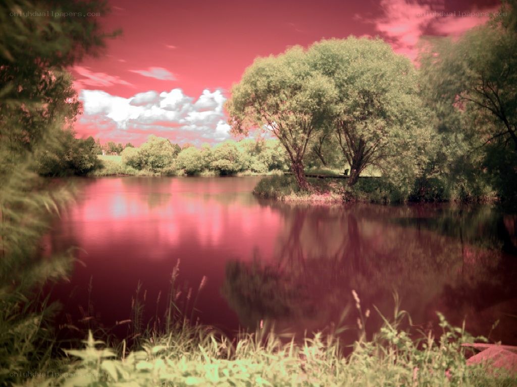 Infrared lake landscape