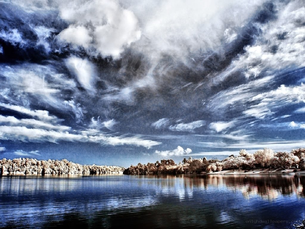 Infrared lake landscape