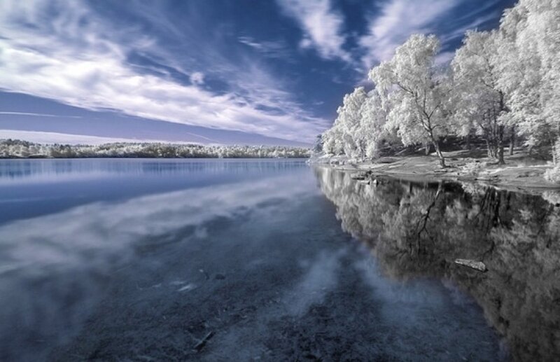 Infrared lake landscape