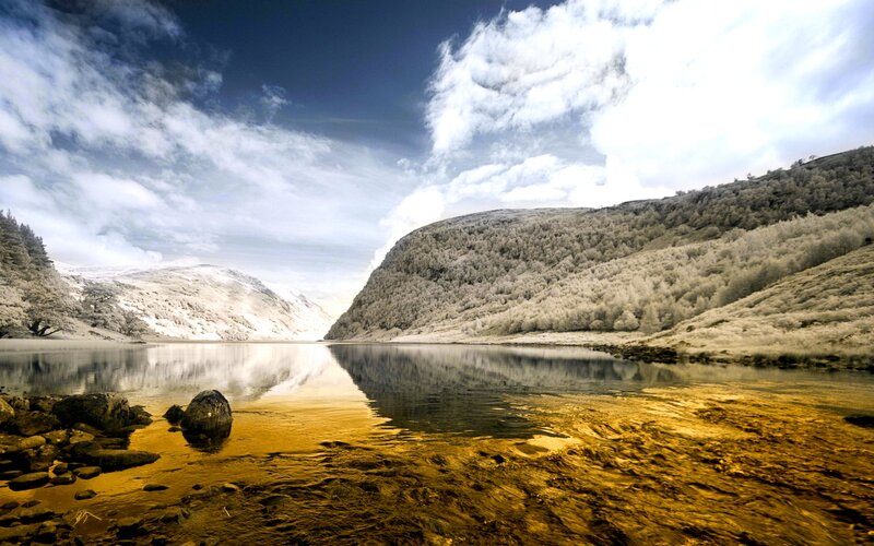 Infrared Lake Landscape — Gold