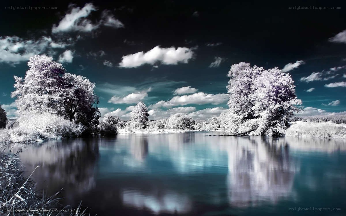 Infrared lake landscape