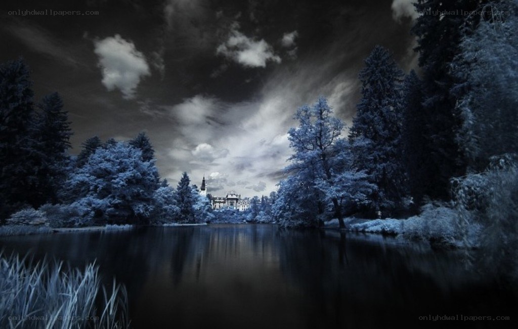 Infrared lake with castle