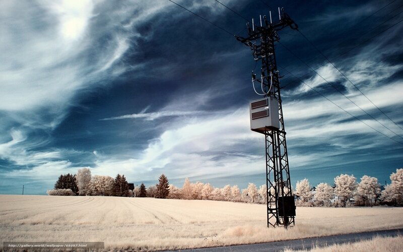 Infrared landscape with power line