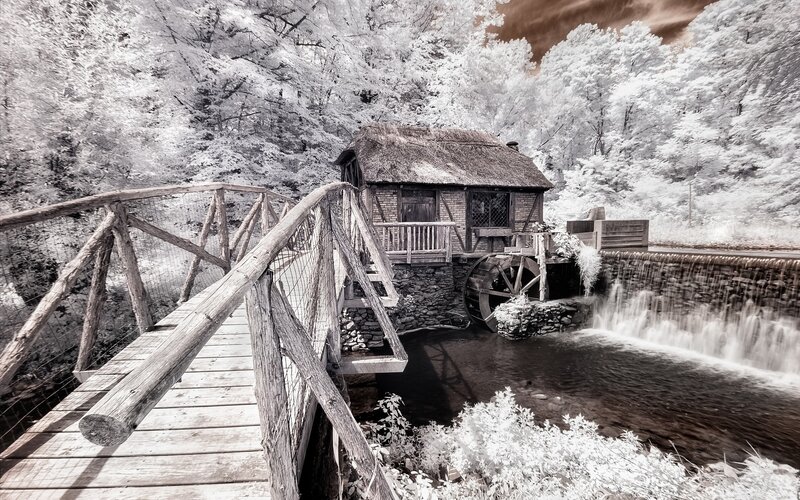Infrared mill by a river