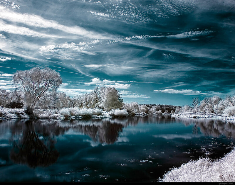 Infrared river landscape