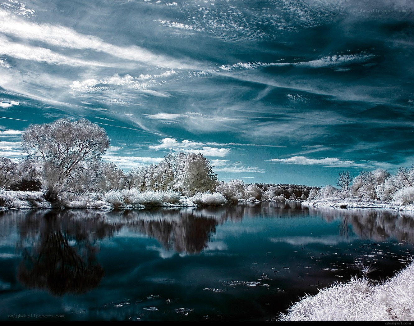Infrared river landscape