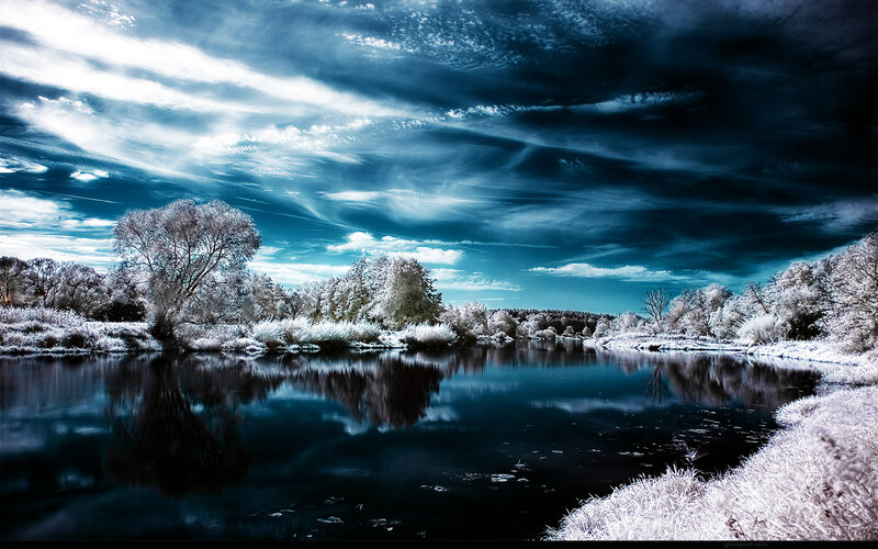 Infrared river landscape