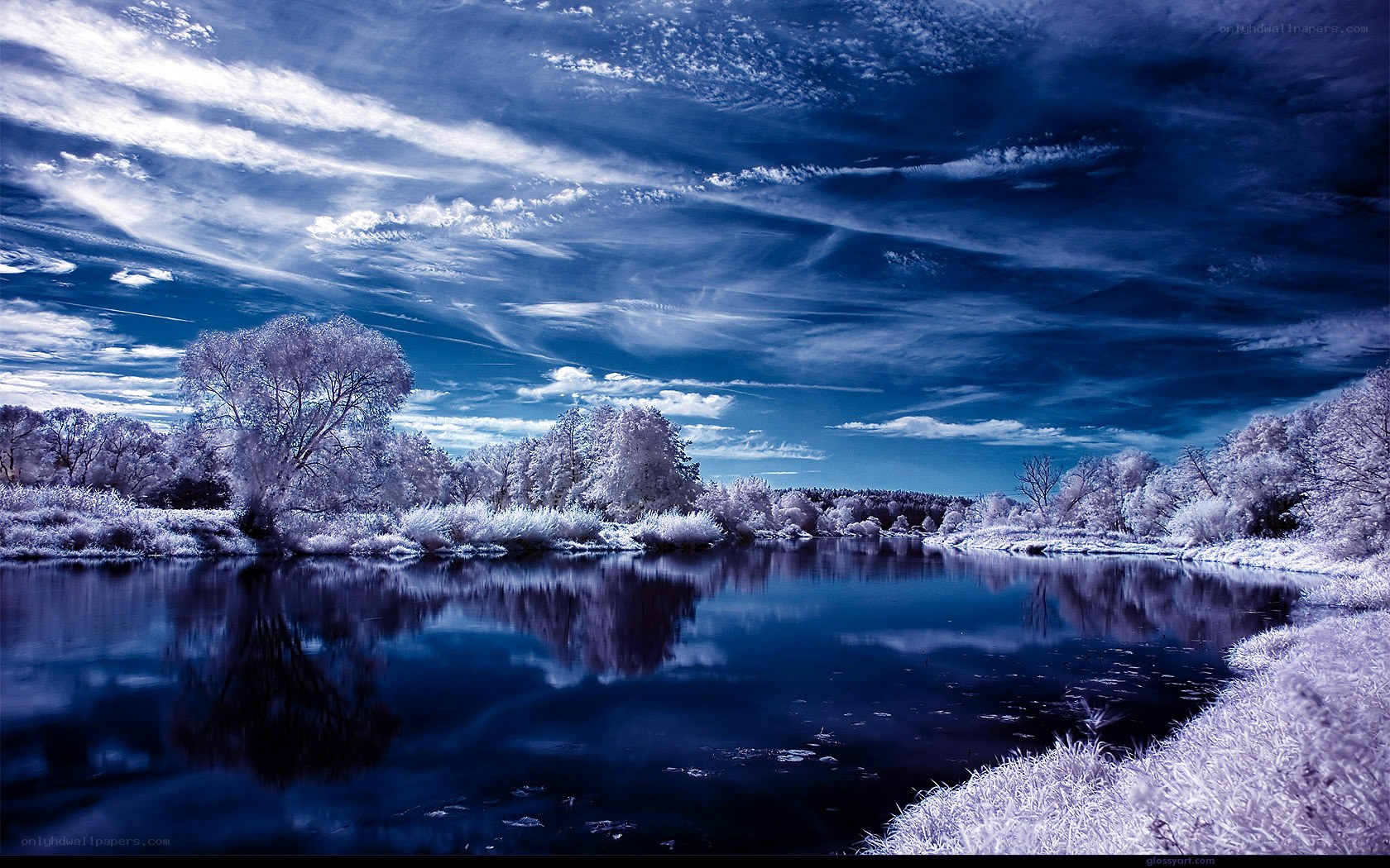 Infrared river landscape