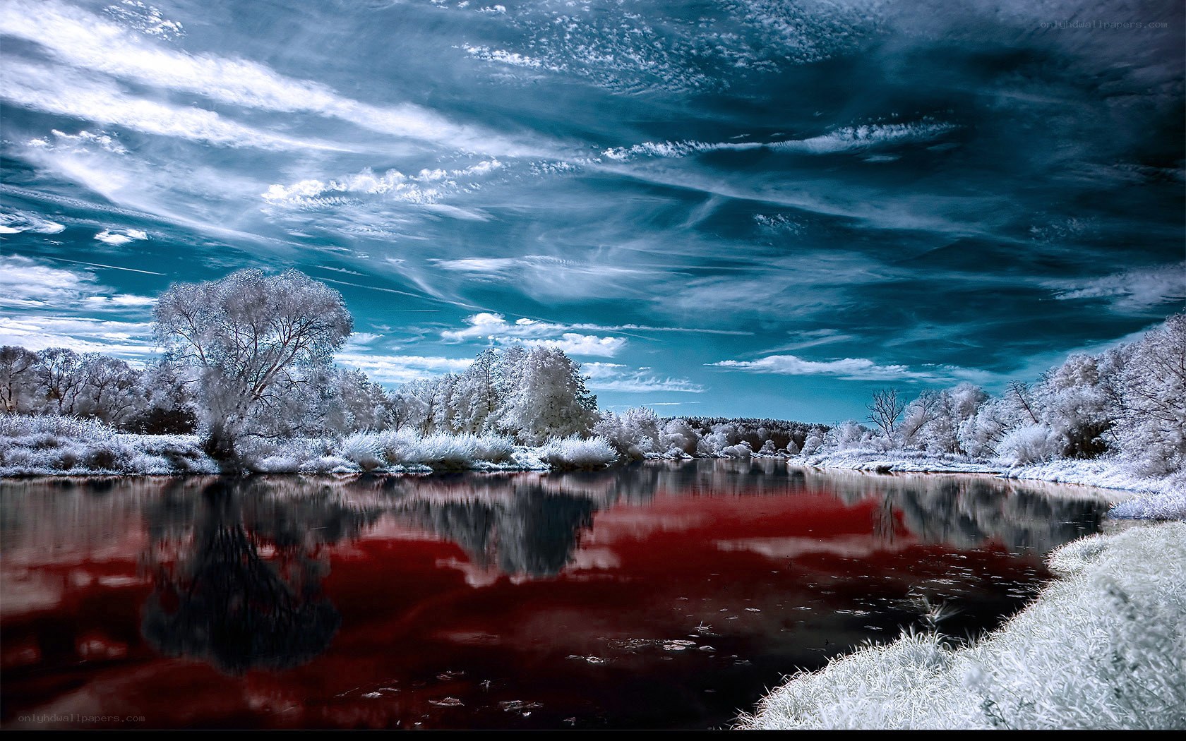 Infrared river landscape