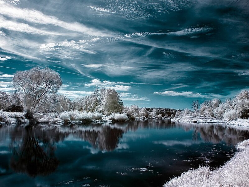 Infrared river landscape