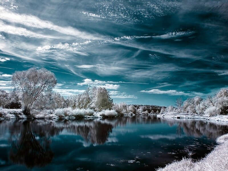 Infrared river landscape
