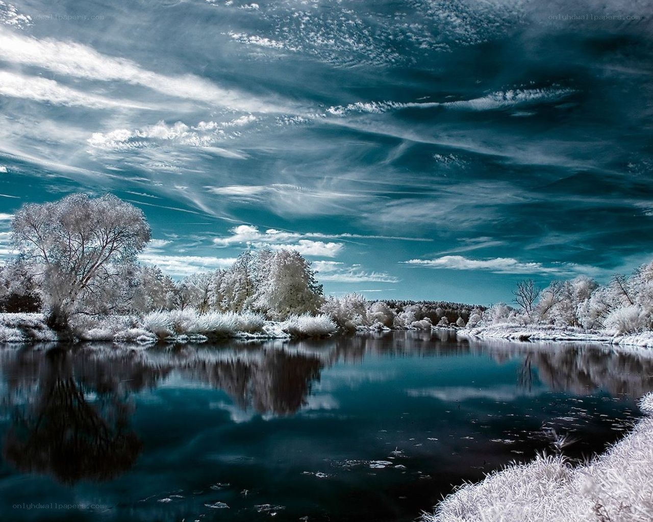Infrared river landscape