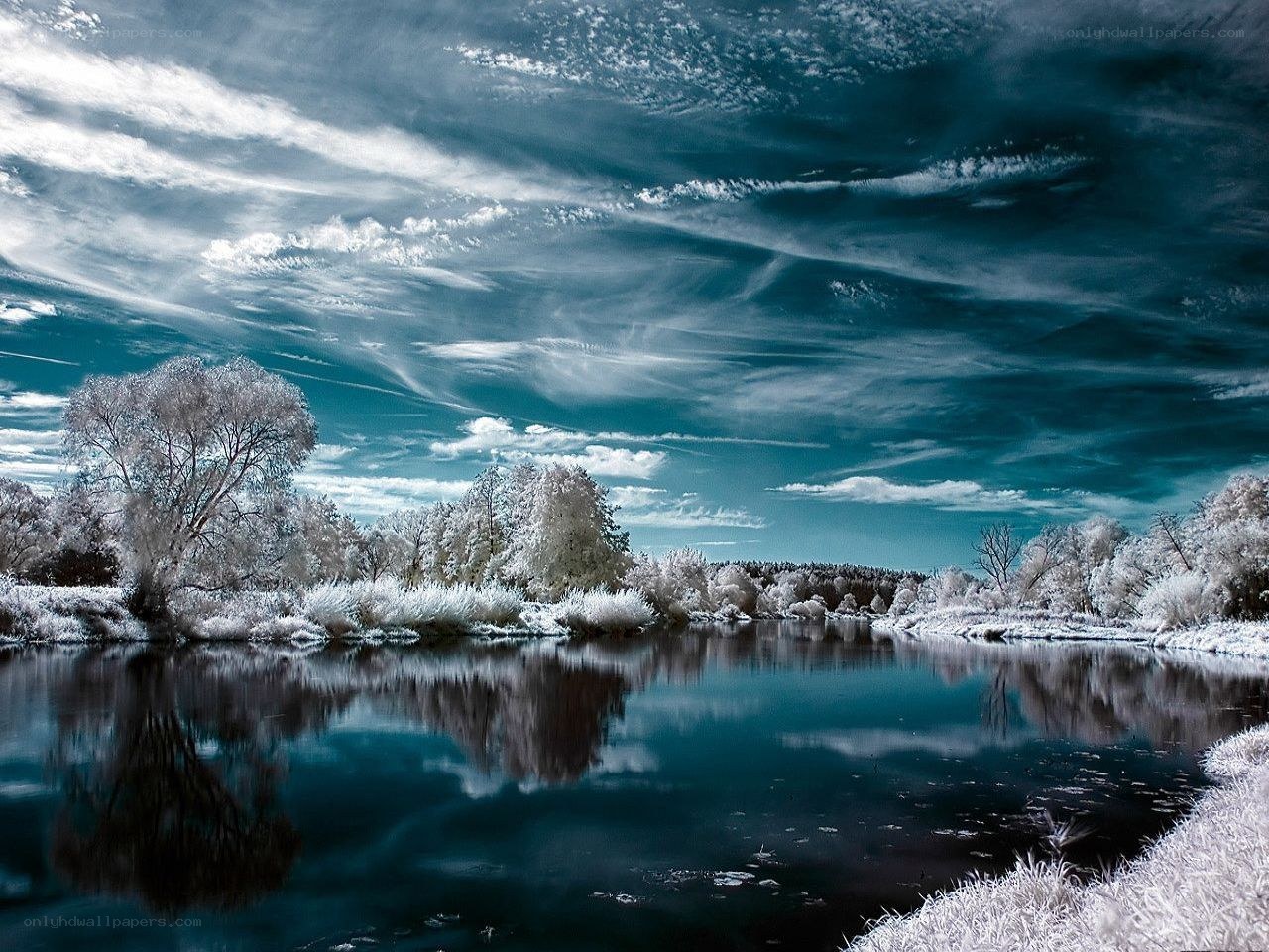 Infrared river landscape