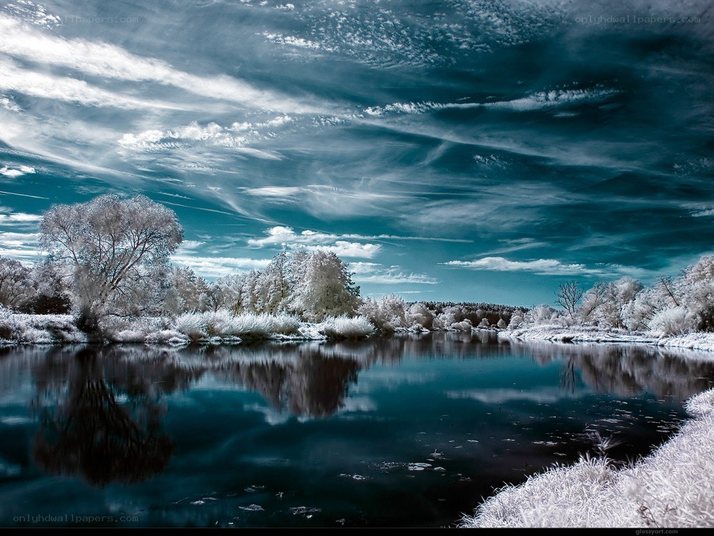 Infrared river landscape