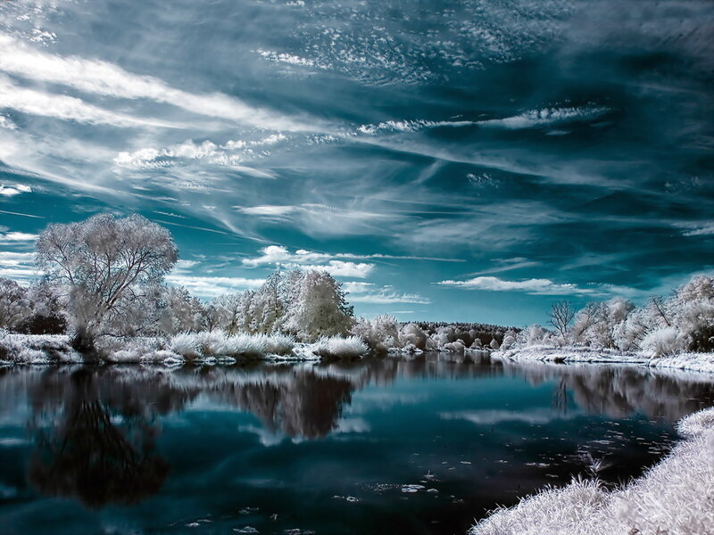 Infrared river landscape