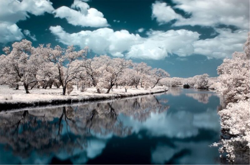 Infrared river landscape